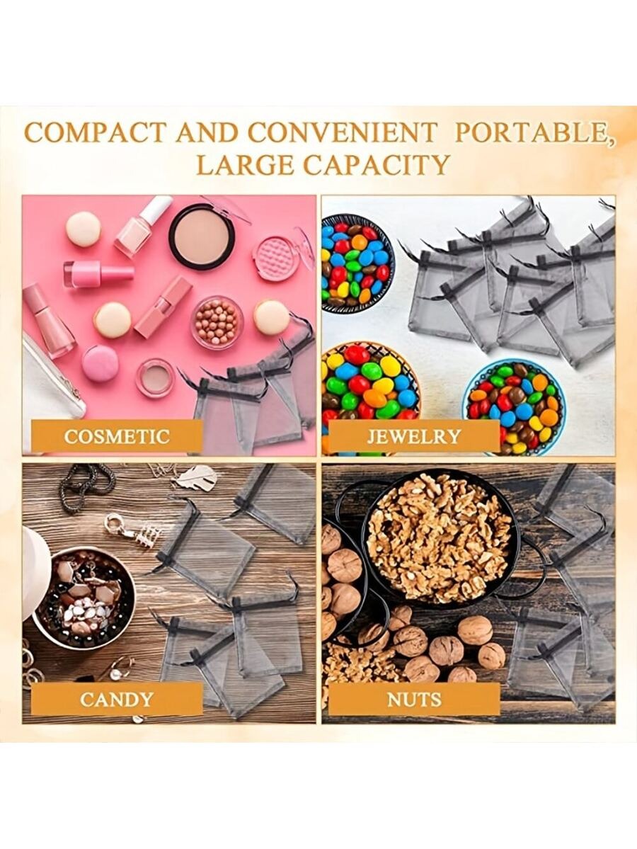 50pcs Transparent Organza Gift Bags – 15x20cm