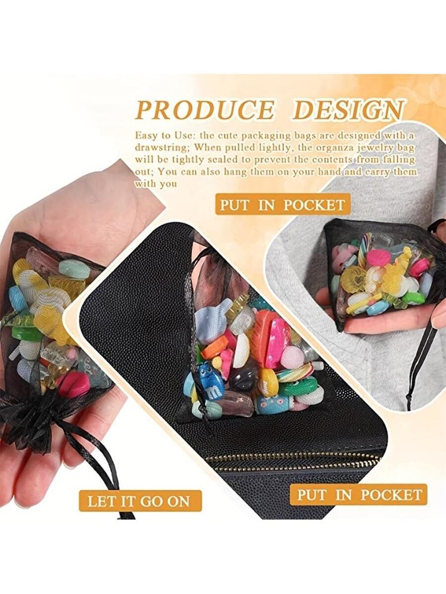 50pcs Transparent Organza Gift Bags – 15x20cm