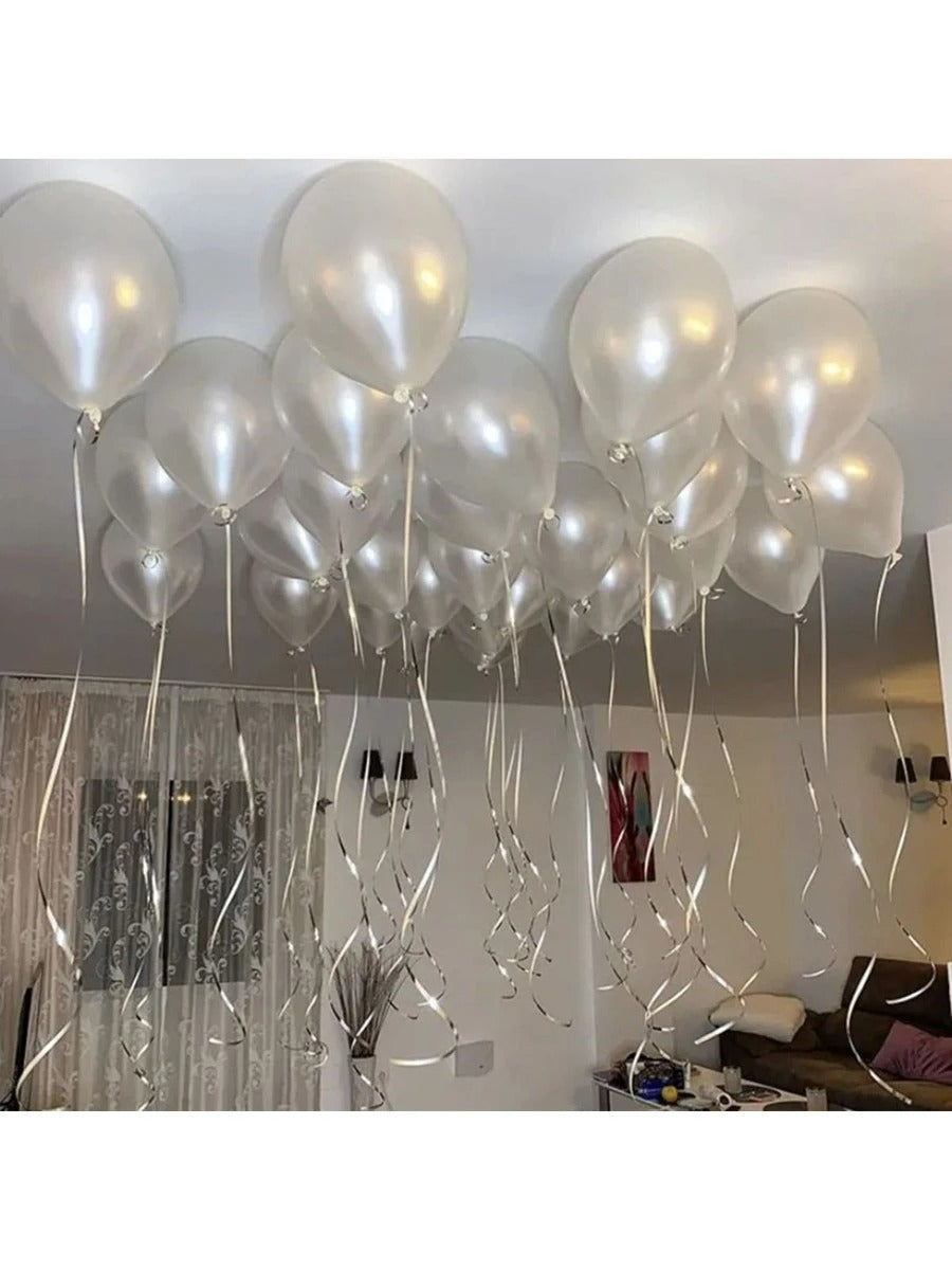 10" Pearlescent White Balloons – 20pcs Party Decor