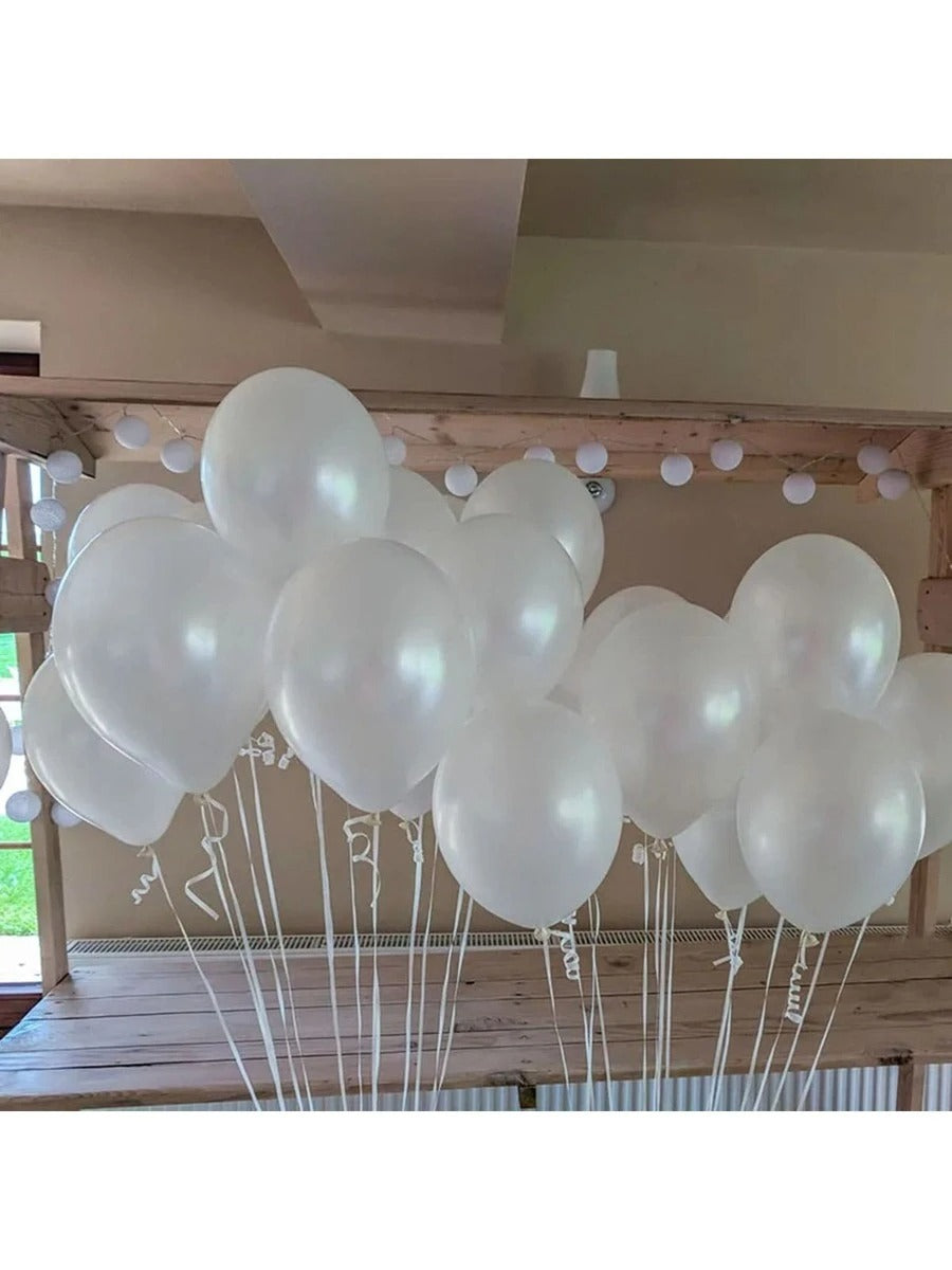 10" Pearlescent White Balloons – 20pcs Party Decor