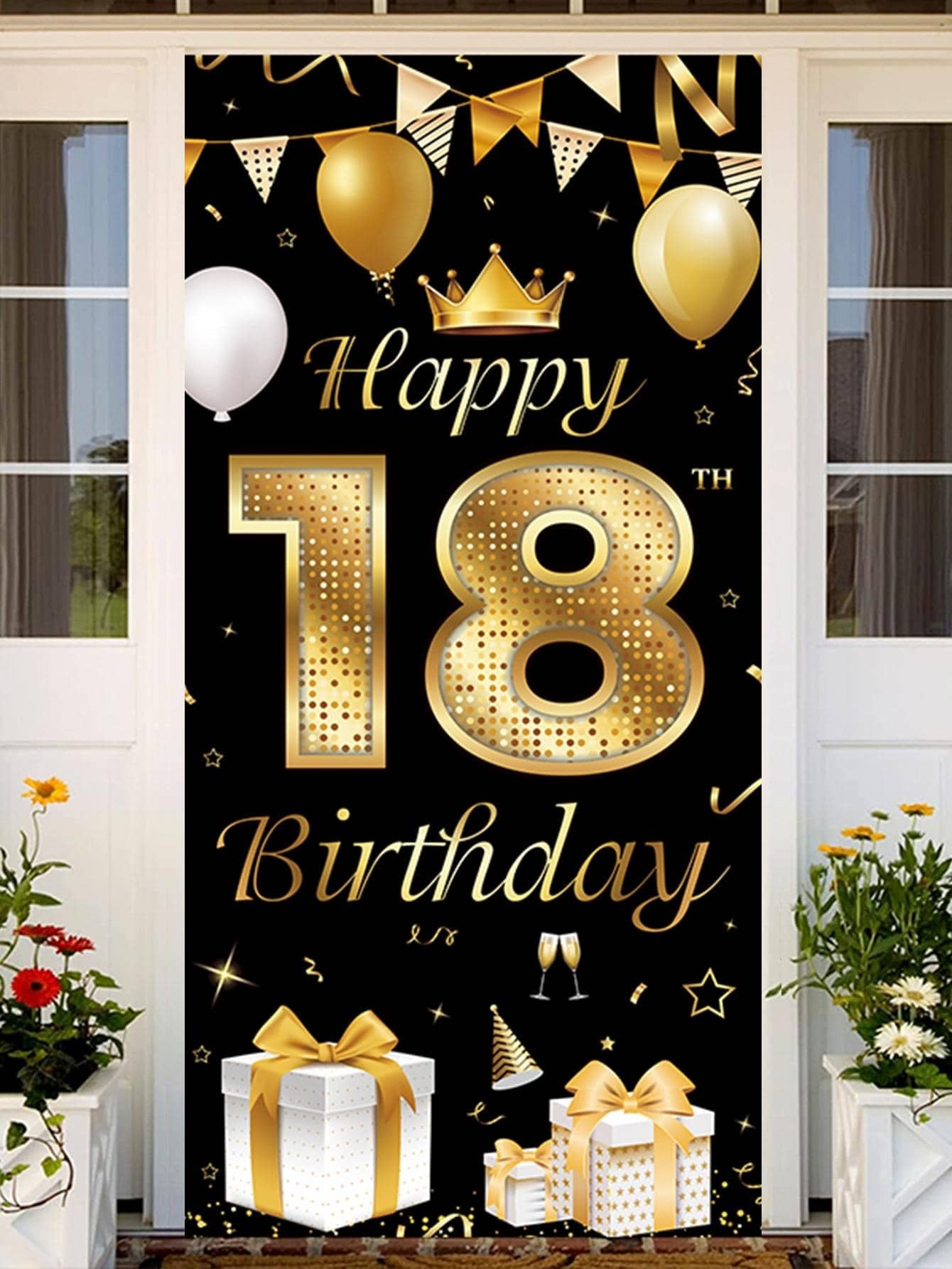 Black & Gold 18th Birthday Party Decoration Set