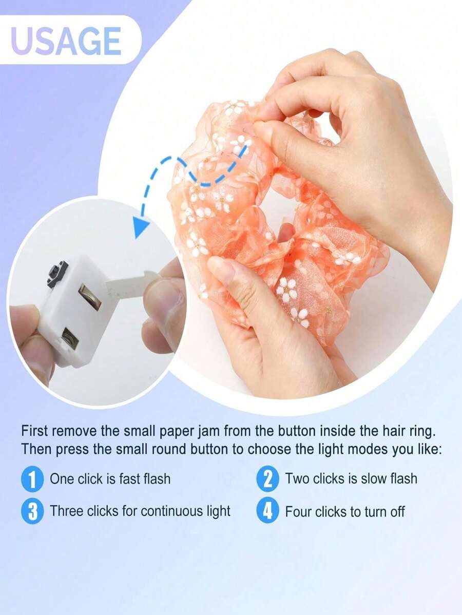 6pcs LED Light-Up Hair Scrunchies – Glow Party Accessories