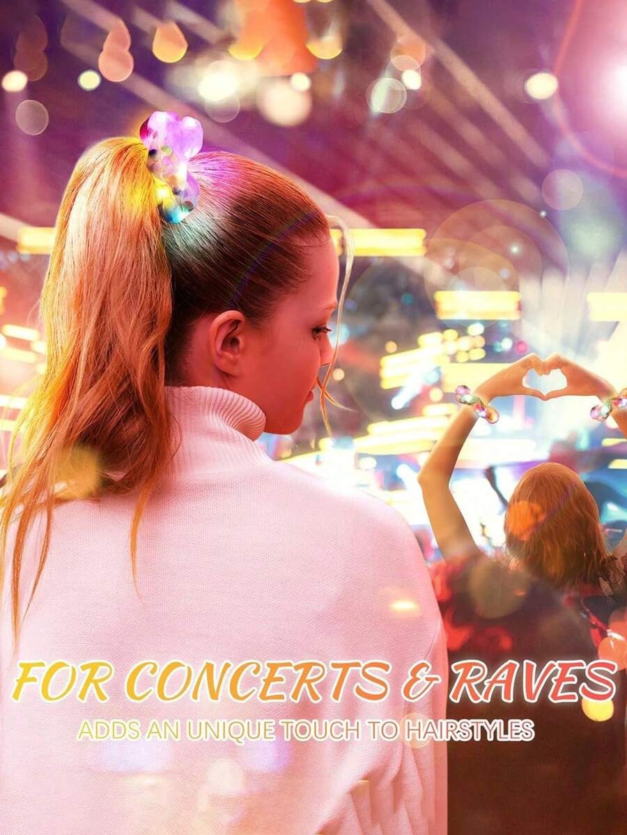 6pcs LED Light-Up Hair Scrunchies – Glow Party Accessories