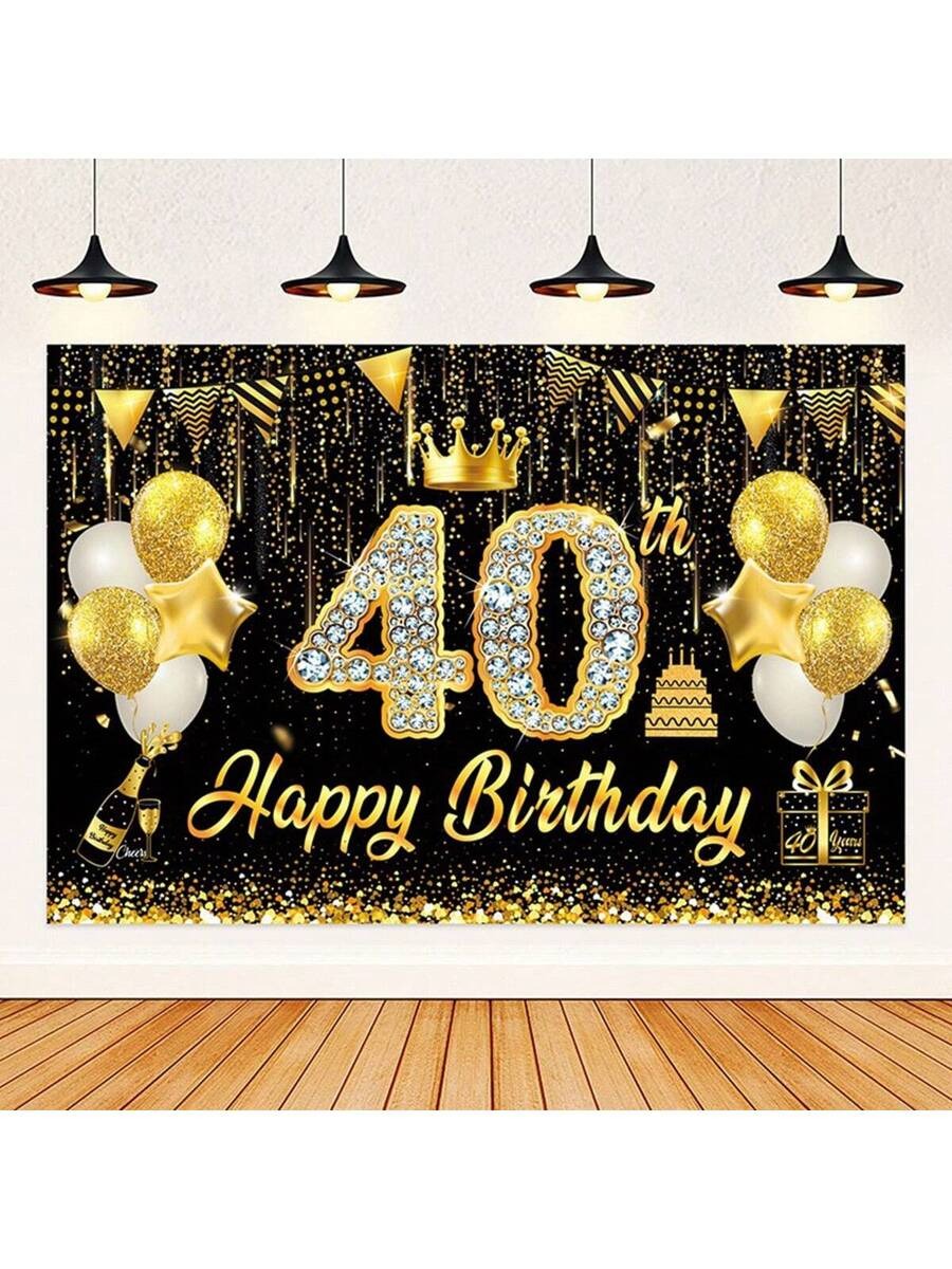 Black & Gold 18th Birthday Backdrop with Rhinestone Numbers