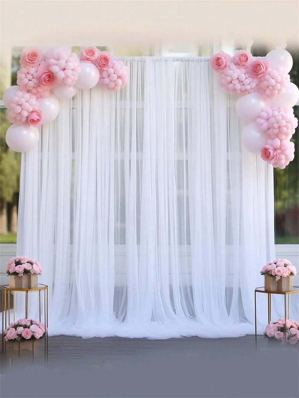 2pcs Tulle Backdrop Curtains – 3x1.6m Event Decoration