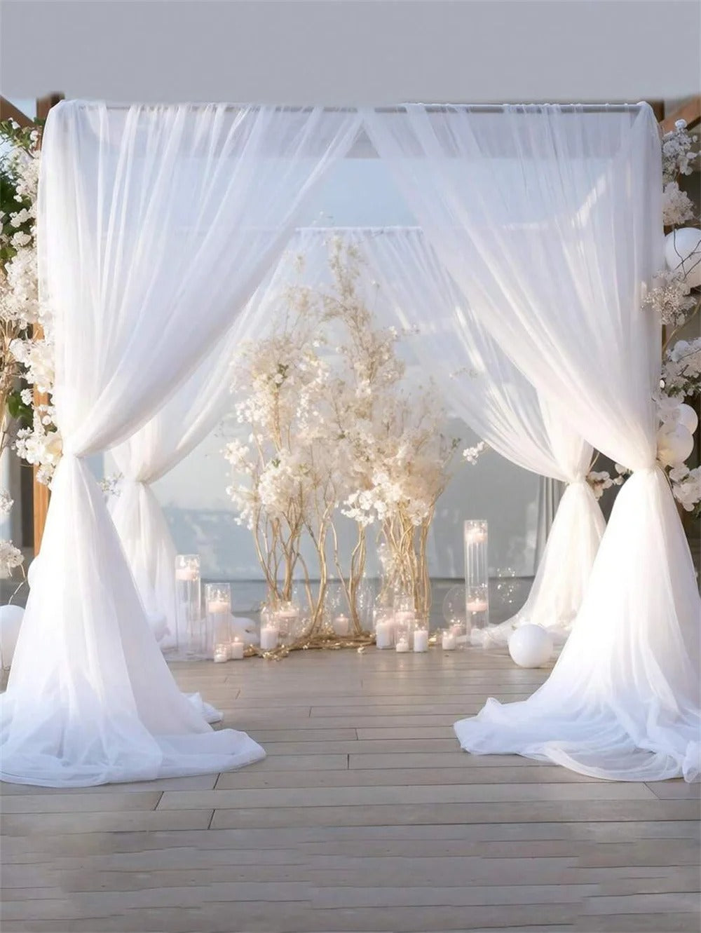 2pcs Tulle Backdrop Curtains – 3x1.6m Event Decoration