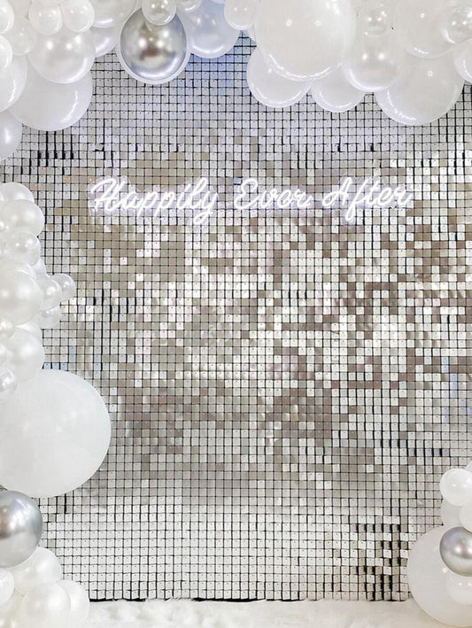 2pcs Silver Tinsel Rain Curtain Backdrop – Shimmer Party Wall Decor