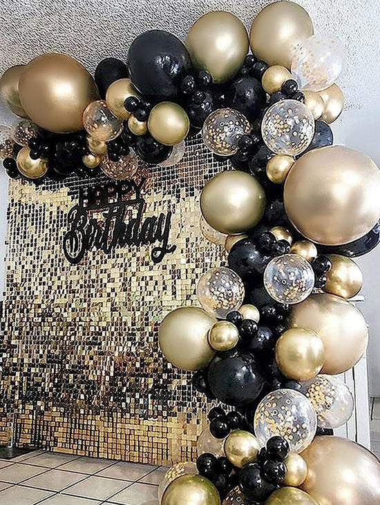 Gold & Black Balloon Set – 121PCS/40PCS with Confetti Balloons