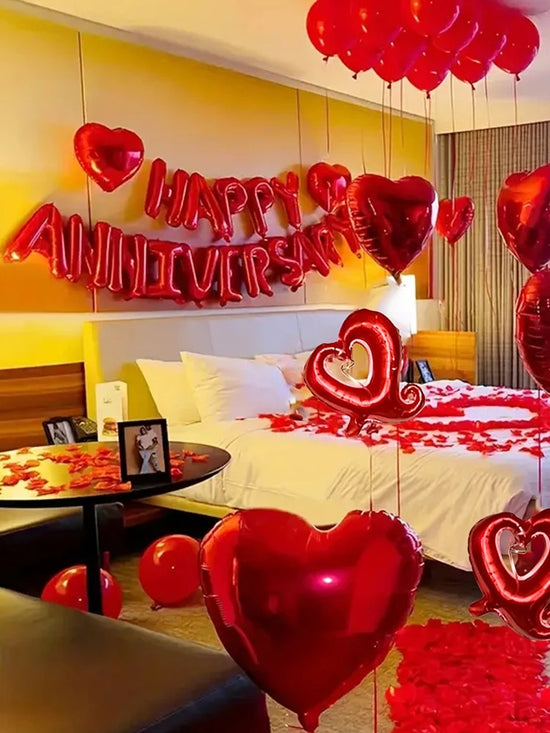 Romantic Heart-Shaped Anniversary Balloon Set