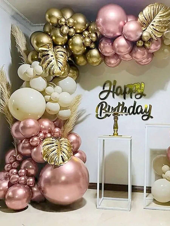 124PCS Rose Gold & Gold Balloon Garland Arch Kit