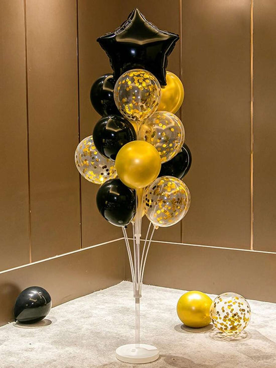 16pcs Black & Gold Birthday Balloon Set