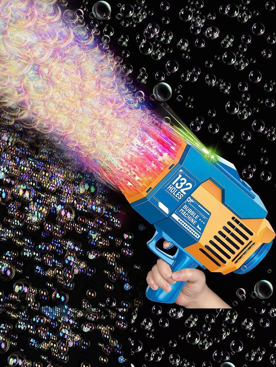 132-Hole Light-Up Automatic Bubble Gun for Kids & Adults