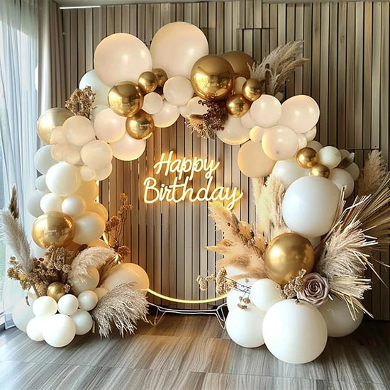 Nude White & Gold Balloon Garland Arch Kit