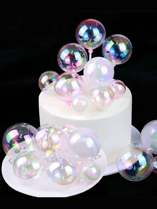 12pcs Clear & Colorful Cake Toppers with Birthday Wishes