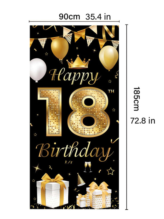 Black & Gold 18th Birthday Party Decoration Set