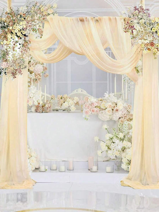 Champagne Chiffon Wedding Arch Drapes
