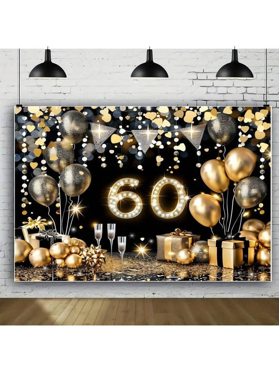 Happy 60th Birthday Black Backdrop