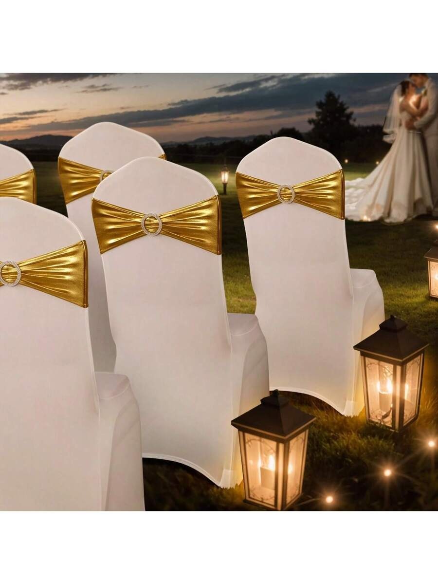 Gold Butterfly Chair Sash Belts – 20pcs