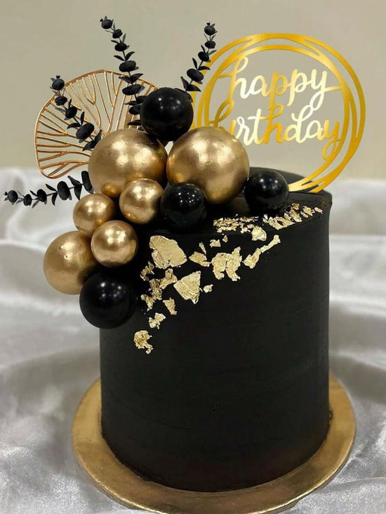 27pcs Boho Gold & Black Cake Topper Set