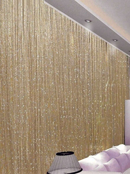 Champagne Glitter Silk Tassel Curtain – 1×2m