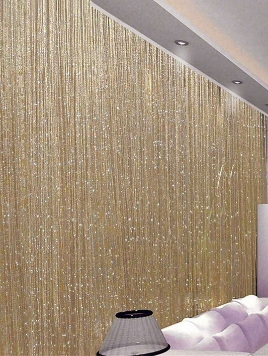 Champagne Glitter Silk Tassel Curtain – 1×2m