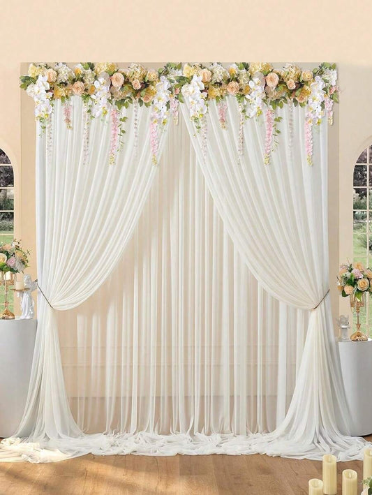 2pcs Sheer Tulle Background Curtains