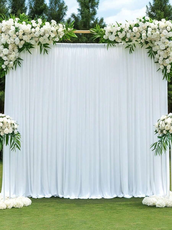 Luxurious White Chiffon Satin Backdrop Curtain