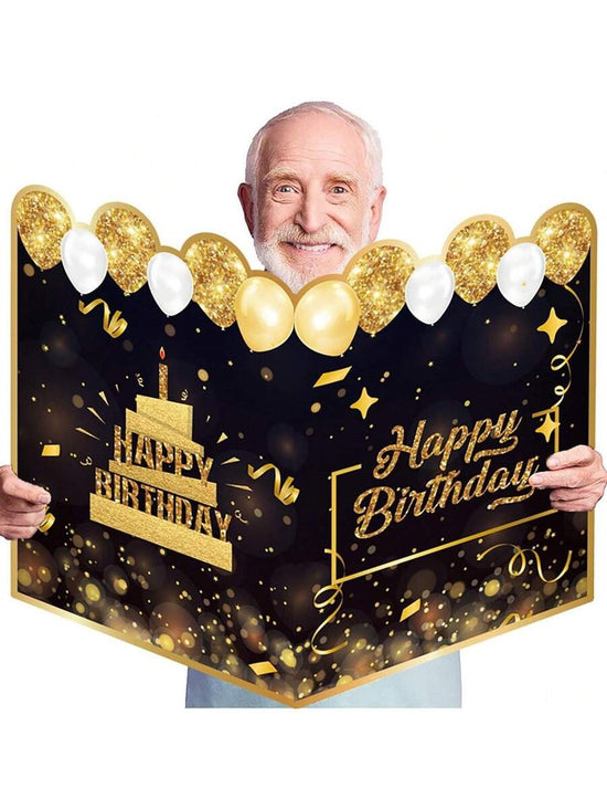 Giant Black & Gold Birthday Signature Card