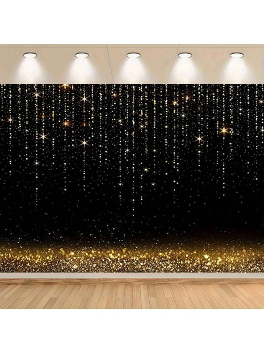 Black Fabric Backdrop with Gold Glitter