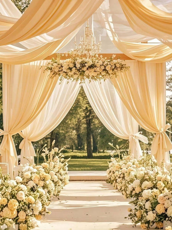 Champagne Chiffon Wedding Arch Curtain