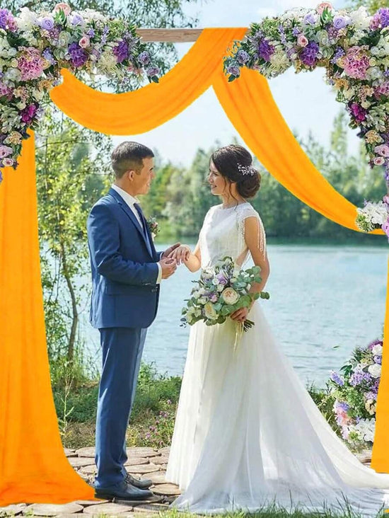 6m Gold Chiffon Wedding Arch Draping