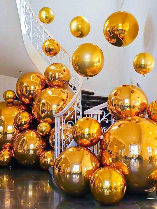 Gold 4D Holographic Round Foil Balloon
