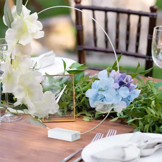25cm Silver Metal Flower Hoop with Place Card Holder-6 pcs