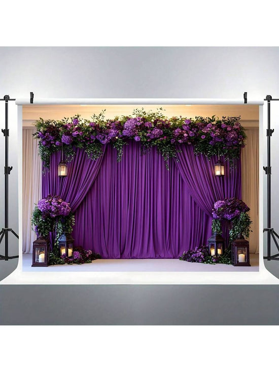 Elegant Purple Polyester Backdrop Curtain