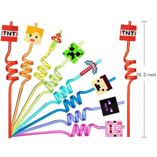 Pixel 3D Spiral Drinking Straws – My World Party Decor