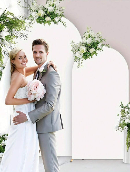 White Stretch Polyester Wedding Arch Bow Curtain Cover