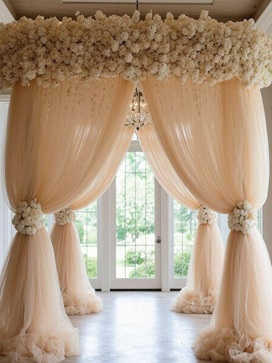 Champagne Sheer Chiffon Drape – Elegant Tulle Curtain
