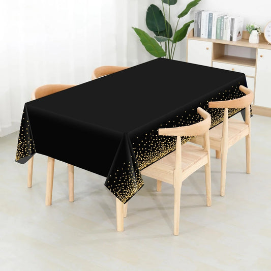 White & Gold Dot Disposable Tablecloth – 137x274cm