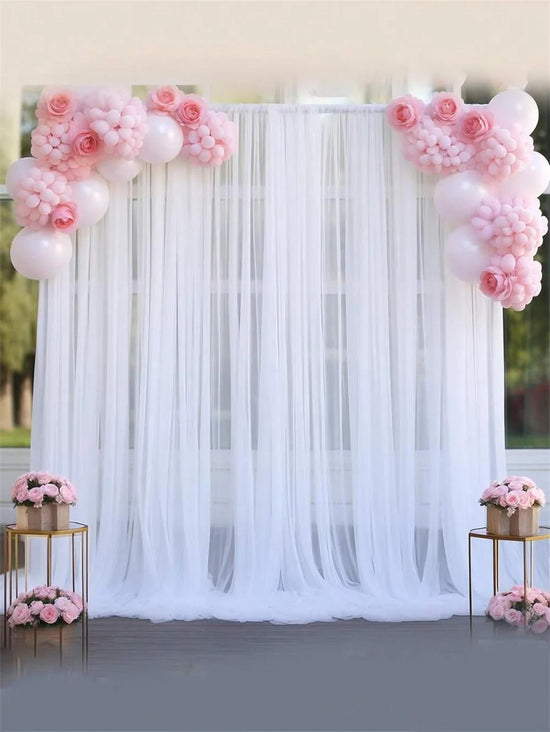 2pcs Tulle Backdrop Curtains – 3x1.6m Event Decoration