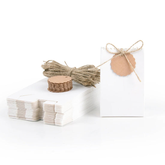 20 pcs Retro Kraft Paper Gift Boxes with Rope & Tags