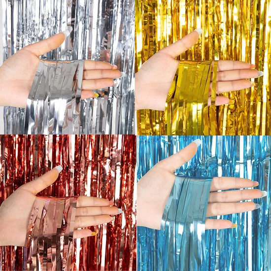 Metallic Tinsel Foil Fringe Curtain Backdrop