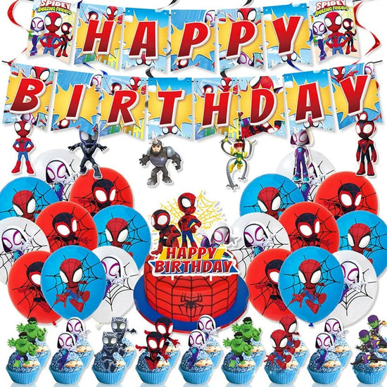 Spiderman Theme Birthday Party Set – Balloons & Disposable Tableware