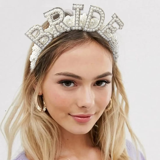 Bride-to-Be Pearl Crown Headband – Bridal Party Accessory