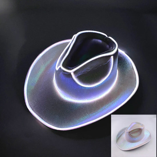 LED Glowing Cowboy Hat – Neon Light Party Cap