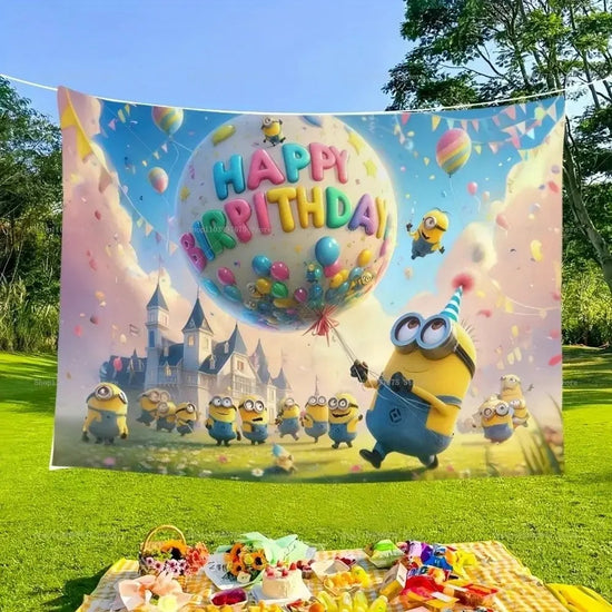 Cartoon Minions Birthday Backdrop