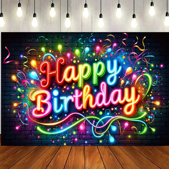 Neon Graffiti Happy Birthday Banner