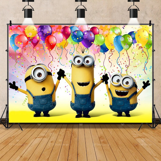 Cartoon Minions Birthday Party Backdrop