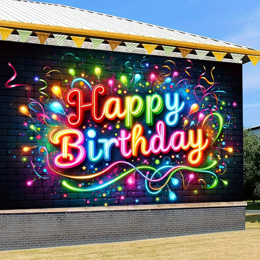 Neon Graffiti Happy Birthday Banner