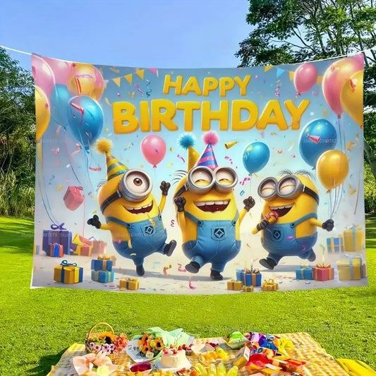 Cartoon Minions Birthday Backdrop