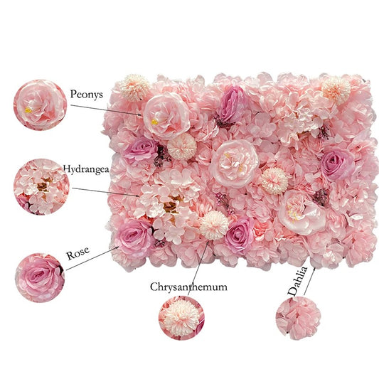 3D Silk Rose Flower Wall Panel